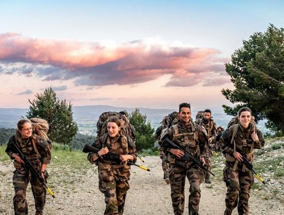 four militaries are walking