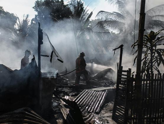 A person in a ruined area