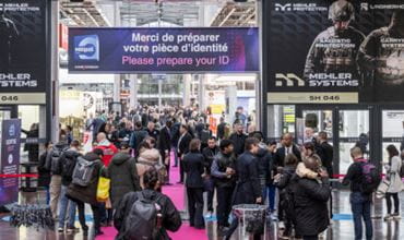 Milipol Paris entrance with many visitors