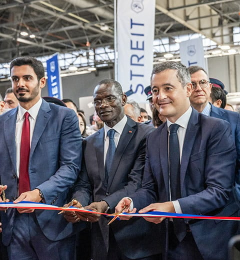 Gérald Darmanin, French Minister of the Interior, accompanied by numerous official French and international delegations at Milipol Paris Inauguration